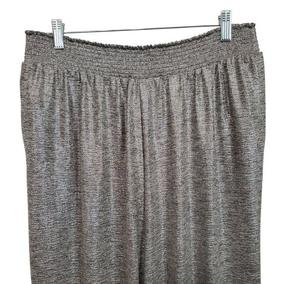 By Anthropologie L Petite Pants Metallic Silver Lightweight Knit Lounge Jogger - Picture 5 of 14